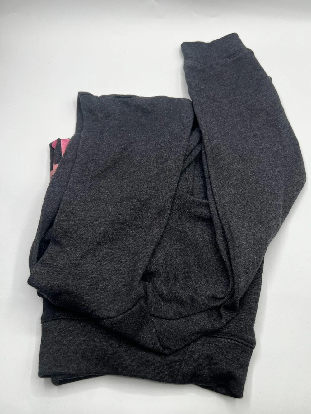 Old Navy Girls' Charcoal Hoodie with Pink Lettering Size 10/12